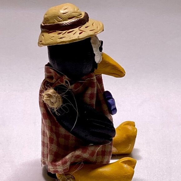 Russ Berrie & Co. 13900 VTG Collectible Crow Bird Jointed Mini’s Wooden Sitters - Picture 2 of 11